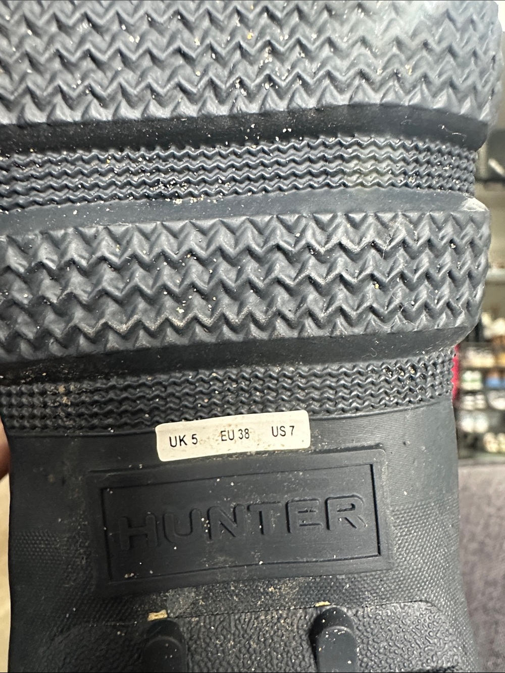 Hunter Black Rain Boots with Cream Knit Cuffs - Picture 8 of 11
